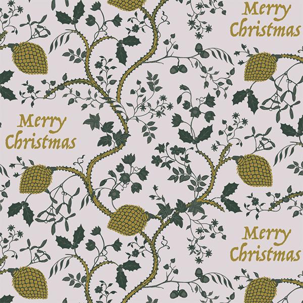 Christmas Paper 6431 Green Golden Twigs 55 cm