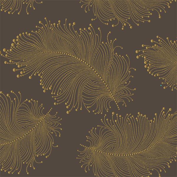 Christmas Paper 6442 Brown Gold Feather 55 cm x 100m