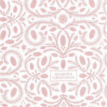 Christmas Paper 6482 Cream/Red Pinecone Greetings 55 cm x 100 m