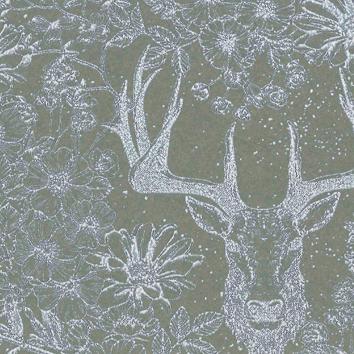 Christmas paper 6505 Silver Deer dark grey 55 cm x 100 m 