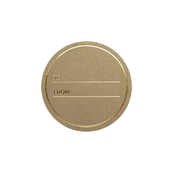 To & From round label mat/glossy Gold 500 pcs