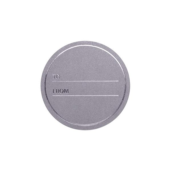 To & From round lable mat/glossy Silver 500 pcs