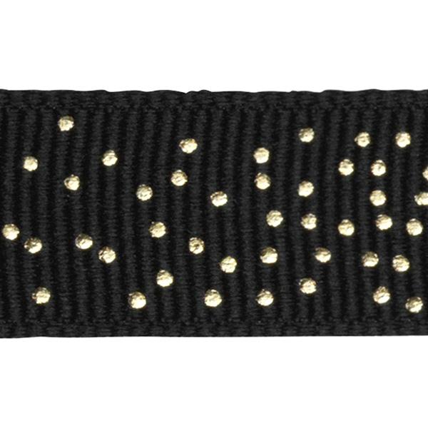 Gift ribbon Black with gold dots 15mm