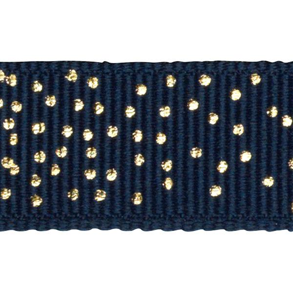 Gift ribbon Navy with gold dots 15mm