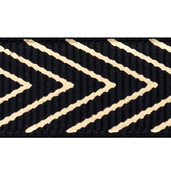 Gift ribbon black w gold zigzag 15mm