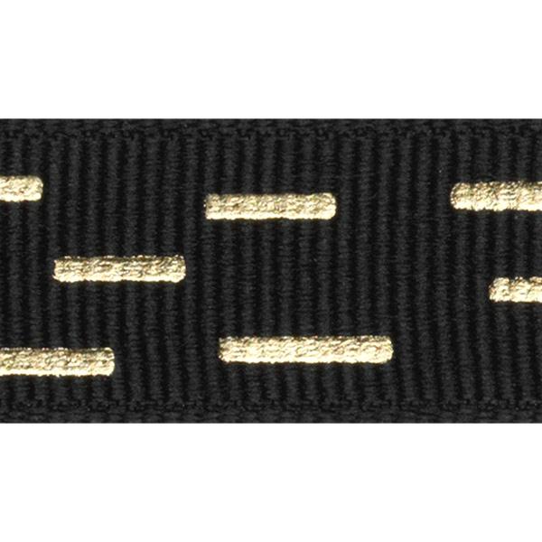 Gift ribbon black w gold stripe 15mm