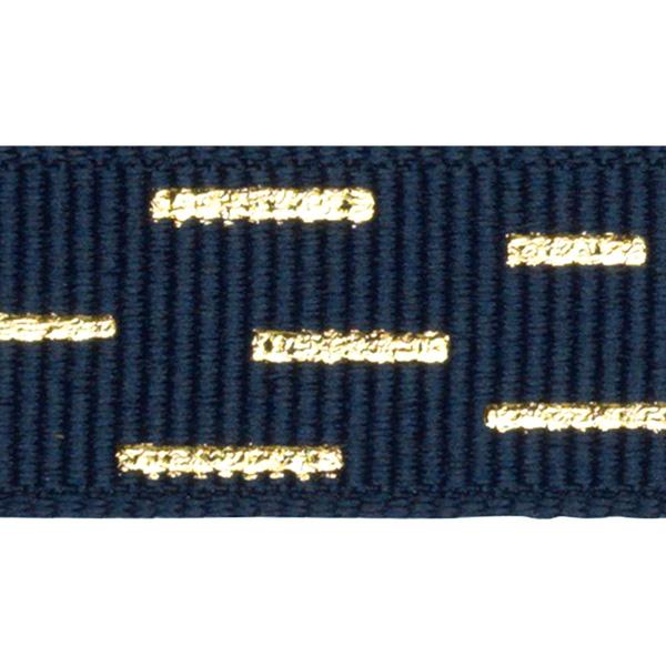 Gift ribbon Navy with gold stripe 15mm