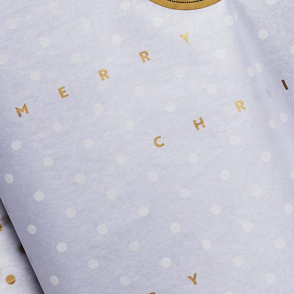 Tissue Paper DOT Merry Christmast hvid 50x75cm