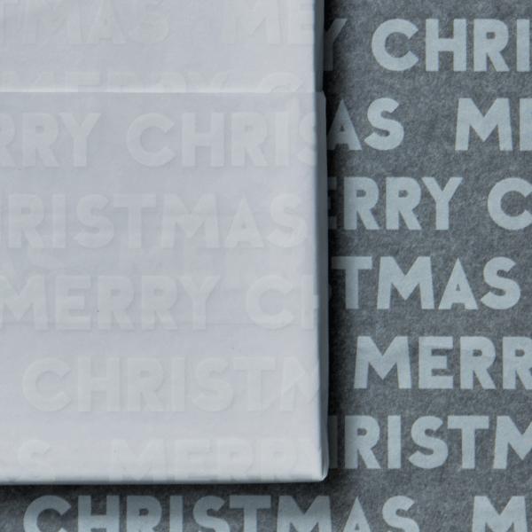 Tissue Paper Merry Christmast hvid 50x75cm