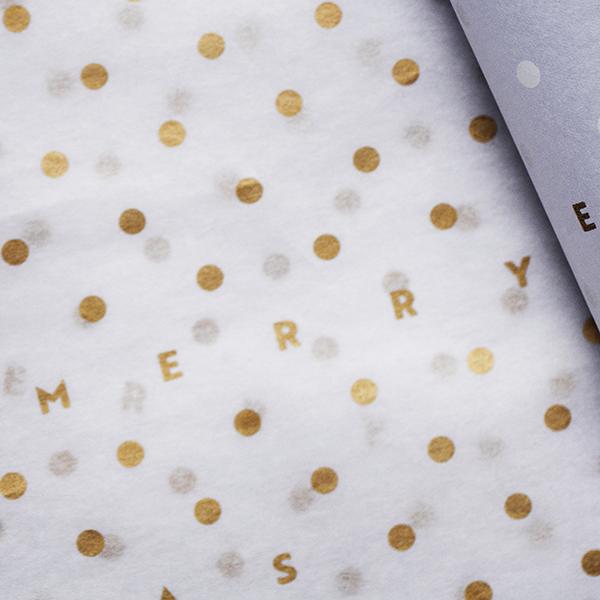 Tissue Paper DOT Merry Christmast hvid/guld 50x75cm