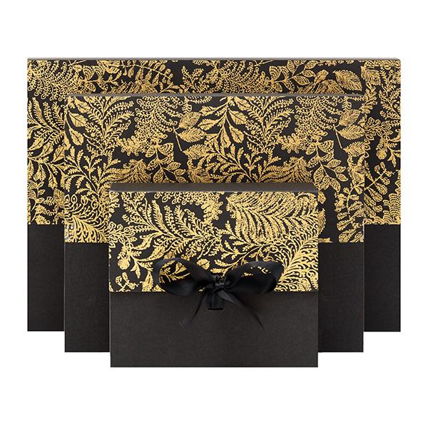 Envelope Box Black flower gold 30x25x7