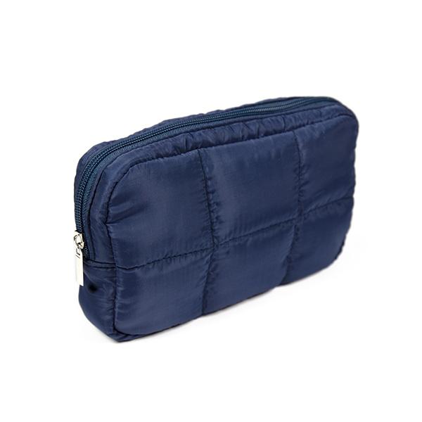 Blue Quilted Nylon Pouch 22x5x13cm