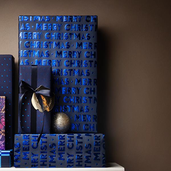 Christismas Paper 6396 Blue Merry Christ 55 cm x 100 m
