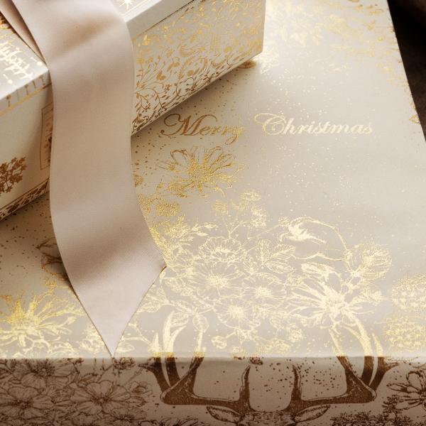 Christmas Paper 6461 Beige Golden Deer 55 x 100 cm