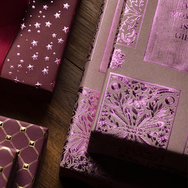Christmas Paper 6476 Purple XMas Greetings  55 cm x 100 m