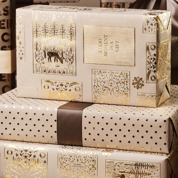 Christmas Paper 6478 Brown XMas Greetings 55 cm x 100m