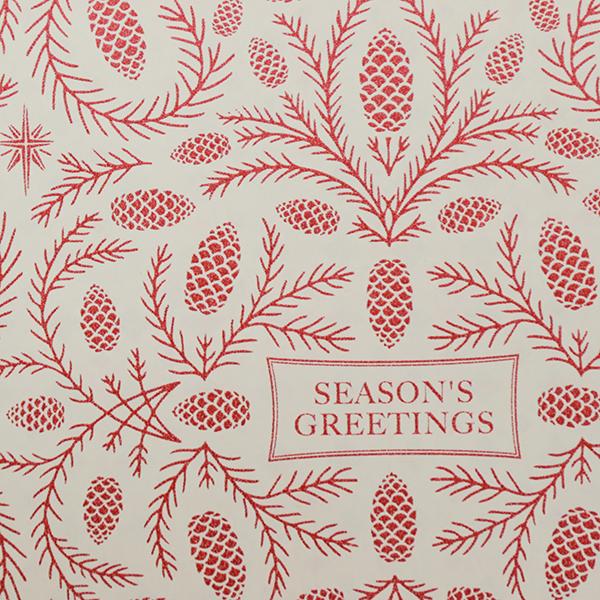 Christmas Paper 6482 Cream/Red Pinecone Greetings 55 cm x 100 m